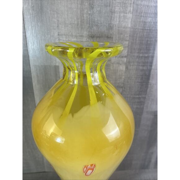 VTG Murano Glass Sunburst Vase Italy Yellow And Orange Heavy Art Deco - Picture 3 of 11